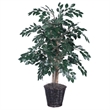 Vickerman 4' Artificial Sakaki Bush with Rattan Basket in Dark Green