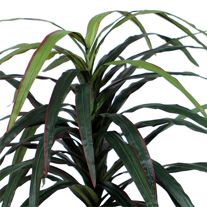 Vickerman 4' Artificial Marginata Bush with Rattan Basket in Dark Green