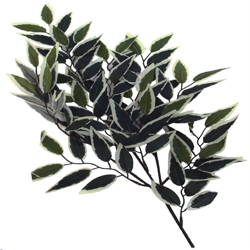Vickerman 4' Artificial Variegated Smilax Bush with Rattan Basket in Green/White