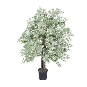 Vickerman 4' Artificial Maple Bush with Black Plastic Pot in Dark Green