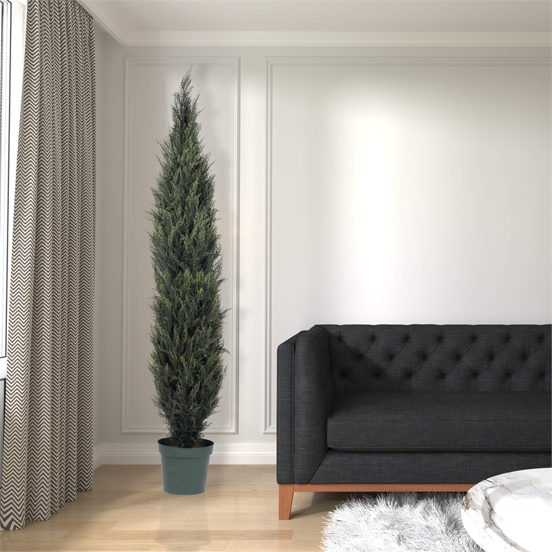Vickerman 7' Plastic Artificial UV Resistant Pond Cypress Tree with Pot in Green