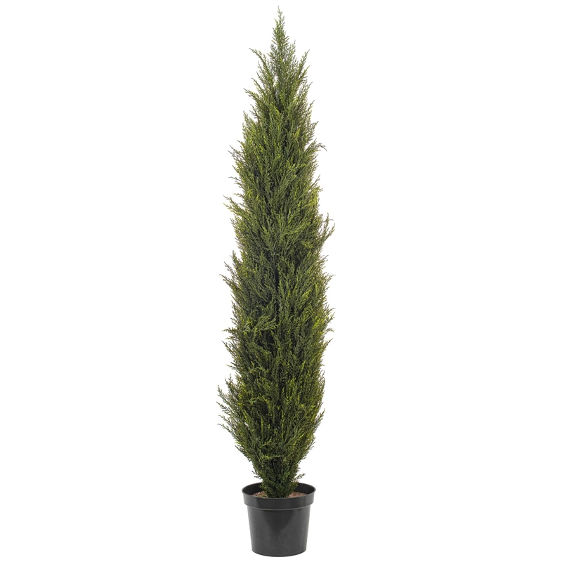 Vickerman 7' Plastic Artificial UV Resistant Pond Cypress Tree with Pot in Green
