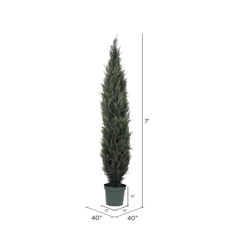 Vickerman 7' Plastic Artificial UV Resistant Pond Cypress Tree with Pot in Green
