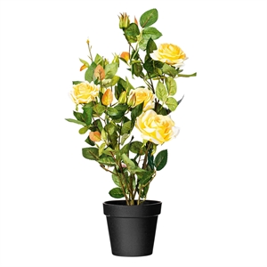 Vickerman 21&quot Artificial Yellow Rose Plant in Pot.
