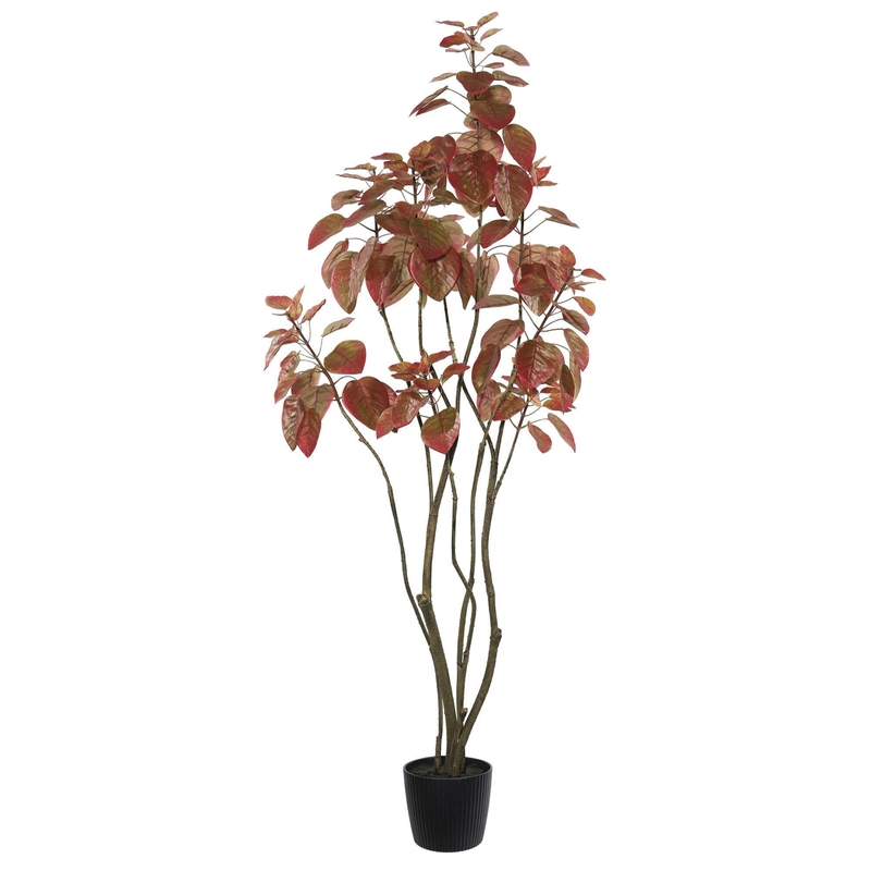 Vickerman 4' Contemporary Fabric Artificial Potted Rogot Rurple Tree in Red