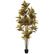 Vickerman 7' Potted Artificial Green and Orange Croton Tree
