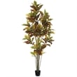Vickerman 7' Potted Artificial Green and Orange Croton Tree