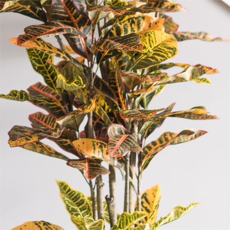 Vickerman 7' Potted Artificial Green and Orange Croton Tree