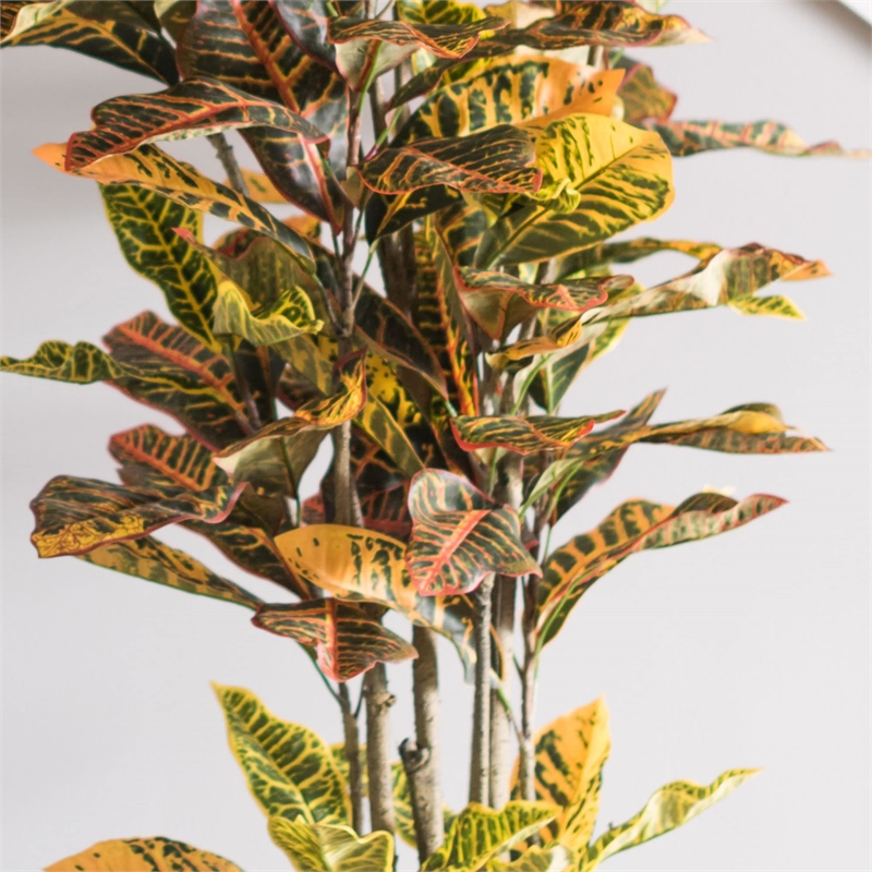 Vickerman 7' Potted Artificial Green and Orange Croton Tree