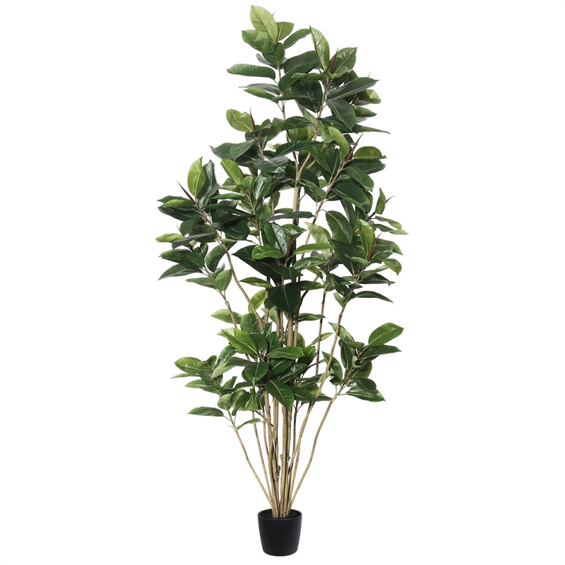 Vickerman 7' Potted Artificial Green Rubber Tree.