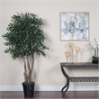 Vickerman 6' Artificial Mini Ficus Executive Tree with Rattan Basket in Green