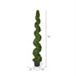 Vickerman 6' Plastic Artificial Potted Boxwood Spiral Tree in Green