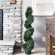 Vickerman 4' Plastic Artificial Potted Cedar Spiral Tree in Green