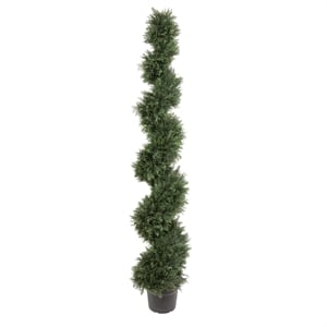 Vickerman 6' Plastic Artificial Potted Cedar Spiral Tree in Green