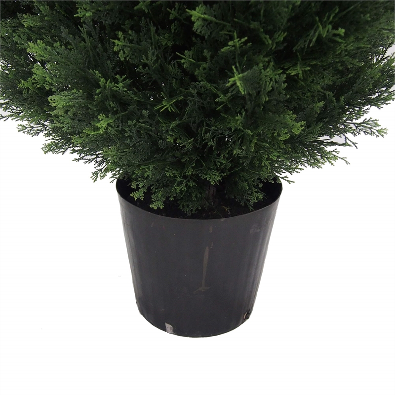 Vickerman 8' Contemporary Plastic Artificial Potted Cedar Tree in Green