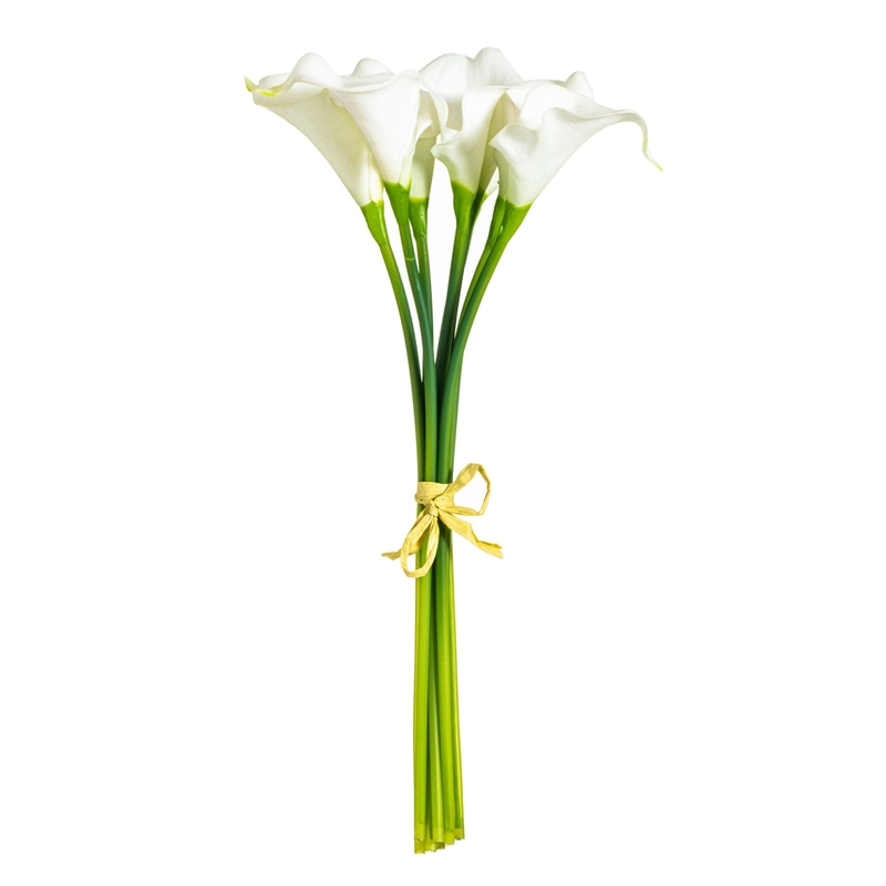 Vickerman 14'' Contemporary Fabric Artificial Calla Lily Bundle in White