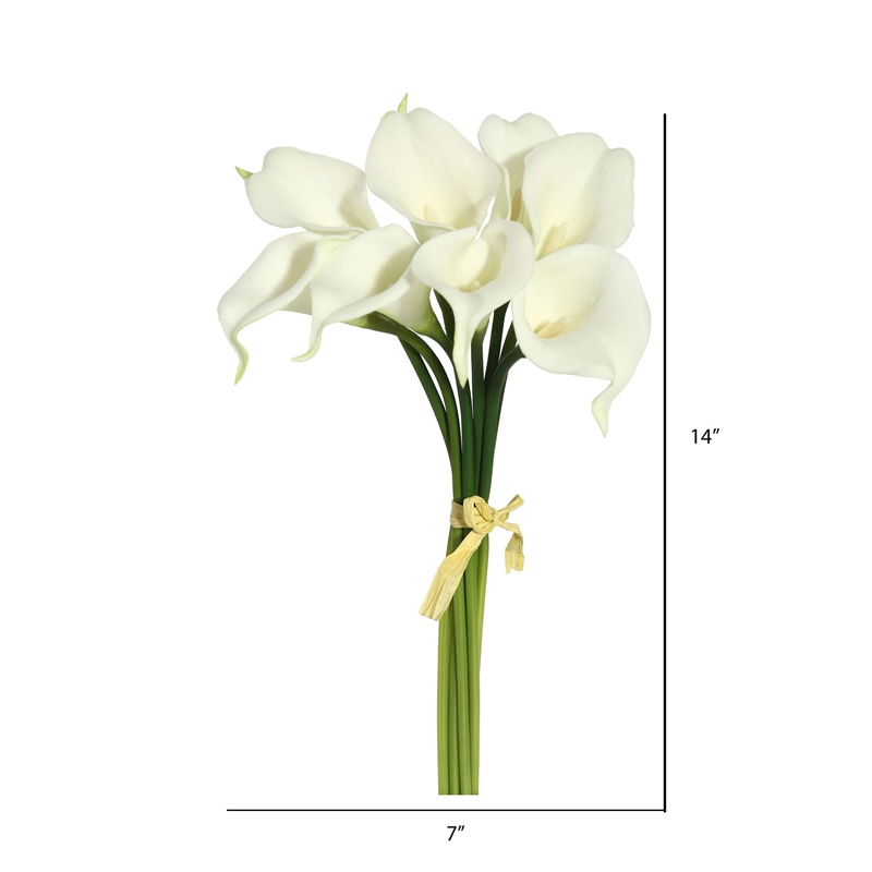 Vickerman 14'' Contemporary Fabric Artificial Calla Lily Bundle in White