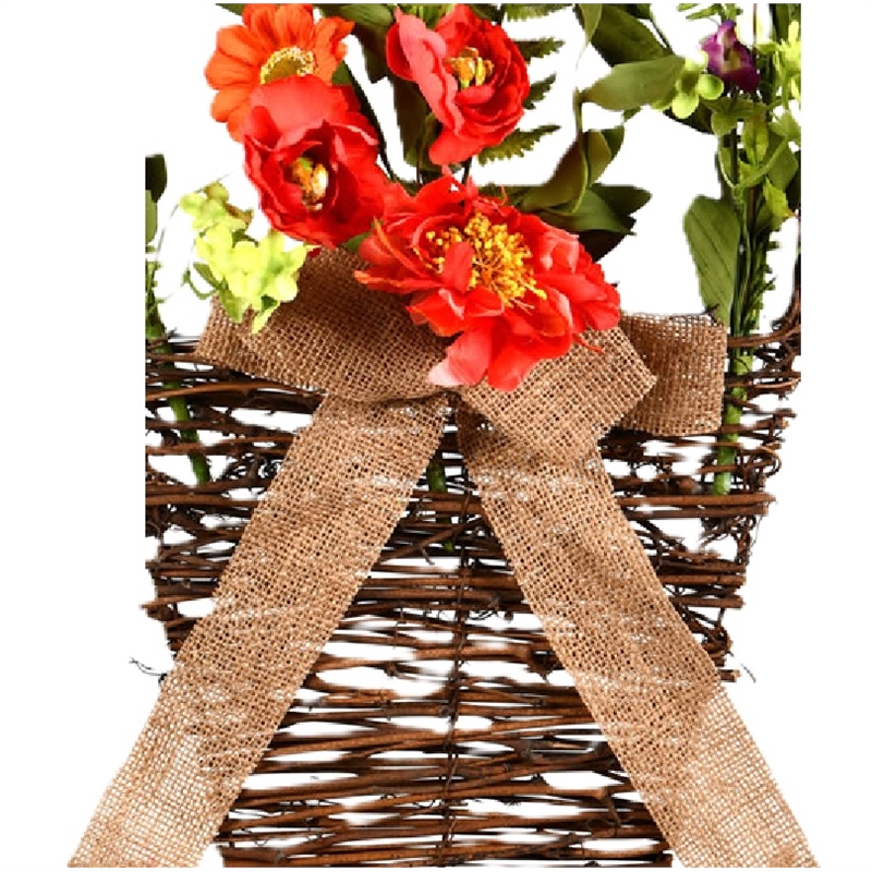 Vickerman Fabric Artificial Mixed Floral Basket with Flowers in Multi-Color