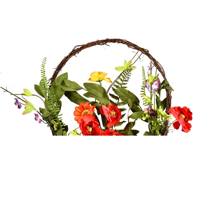 Vickerman Fabric Artificial Mixed Floral Basket with Flowers in Multi-Color