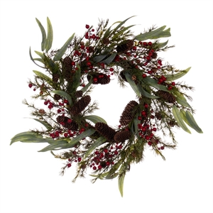 Vickerman 22&quot Green Artificial Plastic Leaf Wreath
