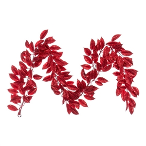 Vickerman 6' Red Artificial Plastic Gardenia Glitter Garland