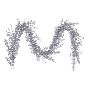 Vickerman 6' Silver Artificial Eucalyptus Glitter Garland