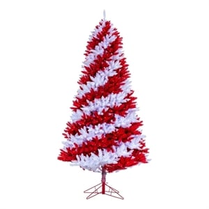 Vickerman 9' Candy Cane Artificial Pine Tree with Pure White and Red LED Lights