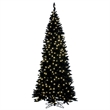 Vickerman 7.5' Flocked Black Fir Slim Artificial Tree. Warm White LED Lights