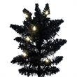 Vickerman 7.5' Flocked Black Fir Slim Artificial Tree. Warm White LED Lights