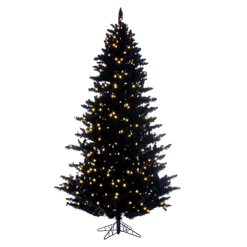 Vickerman 7.5' Flocked Black Fir Artificial Christmas Tree. Warm White LED Light