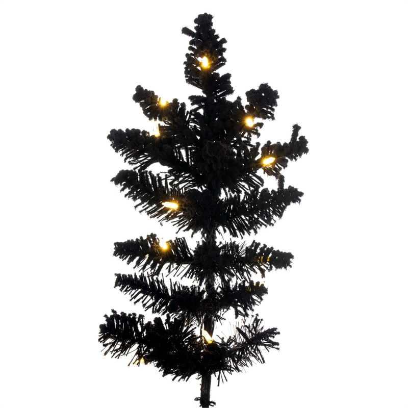Vickerman 7.5' Flocked Black Fir Artificial Christmas Tree. Warm White LED Light