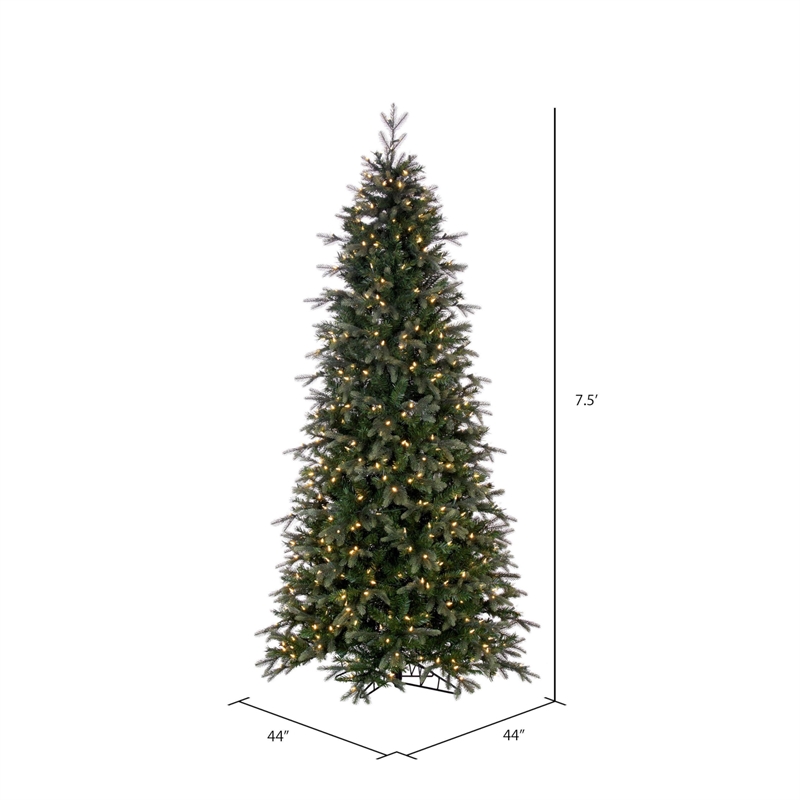 Vickerman 7.5' Douglas Fir Artificial Slim Tree. Warm White LED Mini Lights