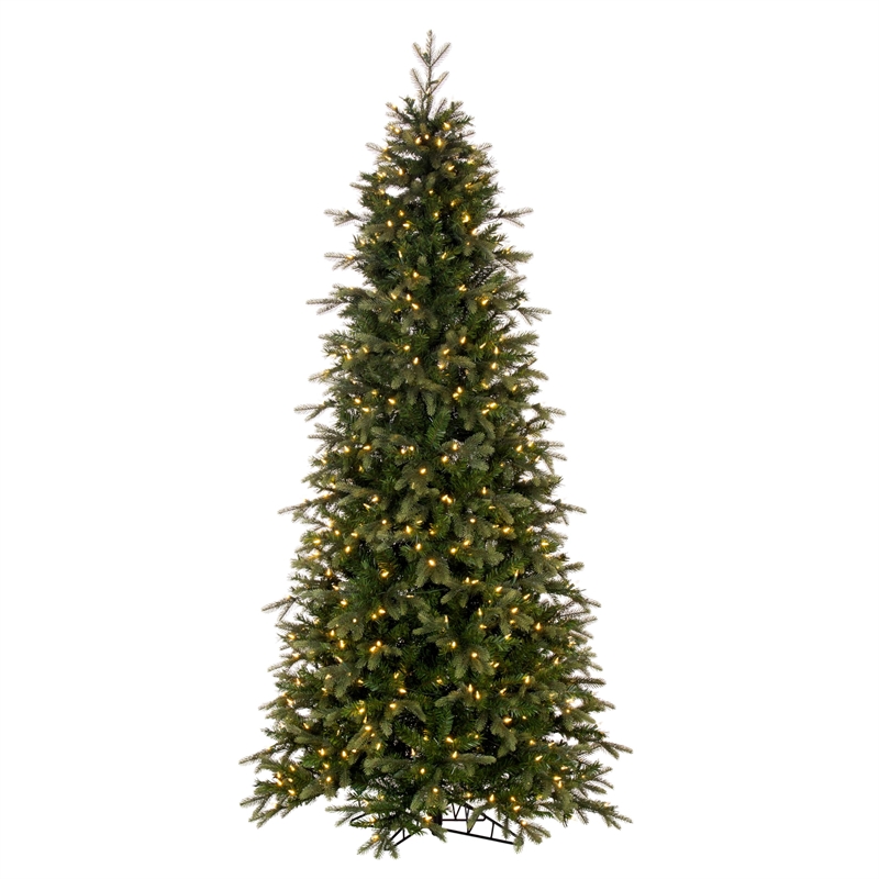 Vickerman 7.5' Douglas Fir Artificial Slim Tree. Warm White LED Mini Lights