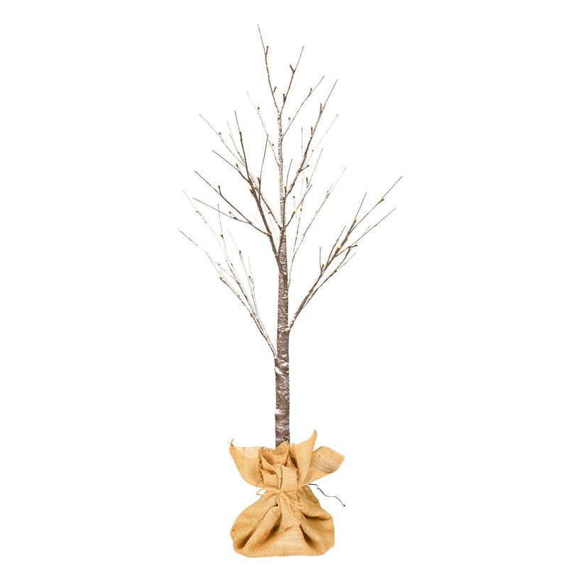 Vickerman 4' Brown Frosted Twig Tree. Warm White 3mm Wide Angle LED lights