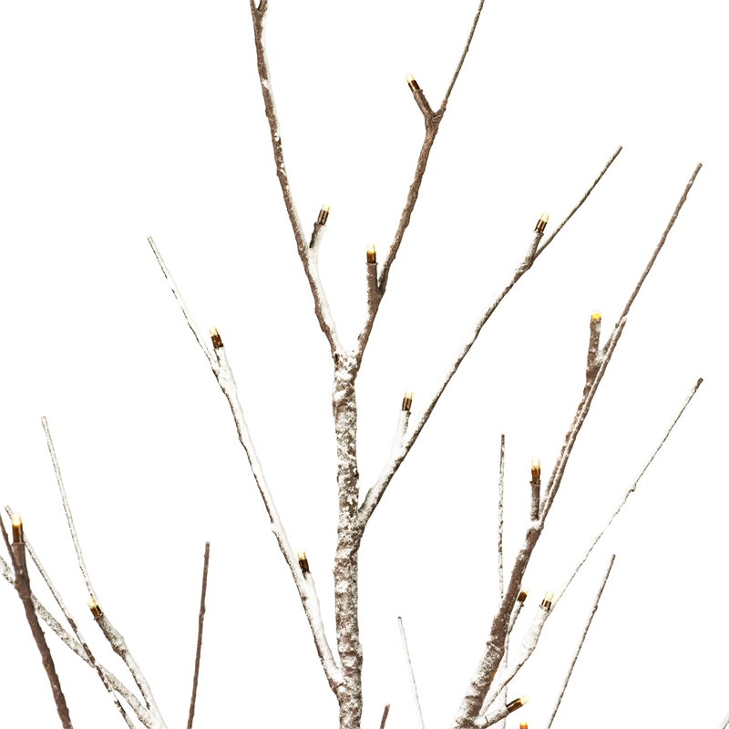 Vickerman 4' Brown Frosted Twig Tree. Warm White 3mm Wide Angle LED lights