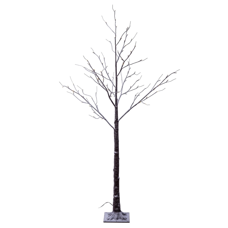 Vickerman 6' Brown Frosted Twig Tree. Warm White 3mm Wide Angle LED lights