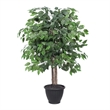 Vickerman 4' Artificial Ficus Bush. Round Gray Plastic Container.