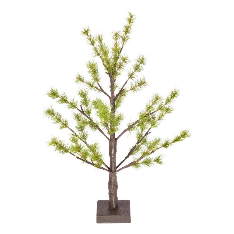 Vickerman 2' Green Mini Pine Twig Tree. Warm White 3mm Wide Angle LED lights