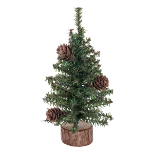Vickerman 9&quot Carmel Pine Tree 92 Tips Wood Base