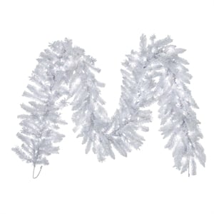 Vickerman 9' Flocked White Garland LED 100PW