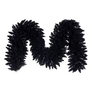 Vickerman 9' x 14&quot Flocked Black Fir Garland 250T