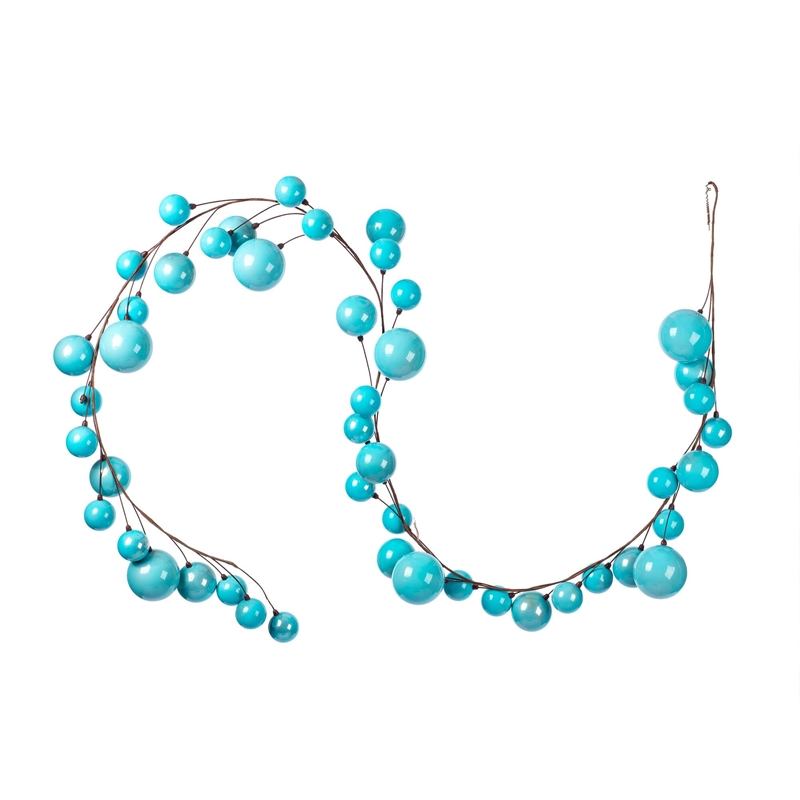 Vickerman Traditional Plastic Branched Ball Ornament Garland in Baby Blue