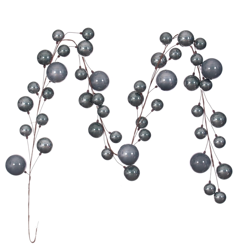 Vickerman Traditional Plastic Branched Ball Ornament Garland in Pewter