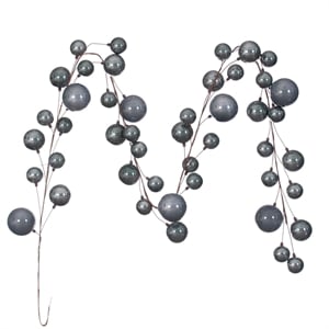 Vickerman Traditional Plastic Branched Ball Ornament Garland in Pewter