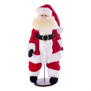Vickerman 28&quot Red Velvet Light Compl Santa w Stand