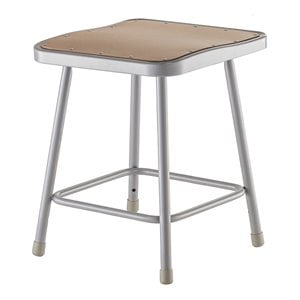 NPS 6300 Series 18&quot Modern Metal and Wood Heavy Duty Stool in Gray