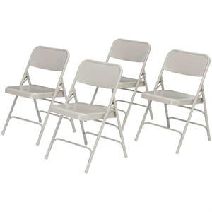 NPS 300 Series 29.5&quot Modern Metal Double Hinge Folding Chair in Gray (Set of 4)