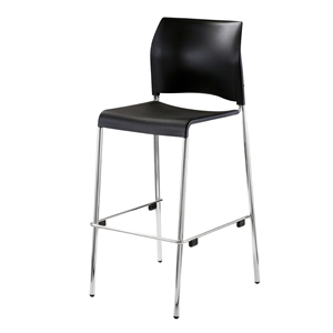 NPS Cafetorium Series 31&quot 4-leg Modern Plastic Bar Stool in Black/Chrome