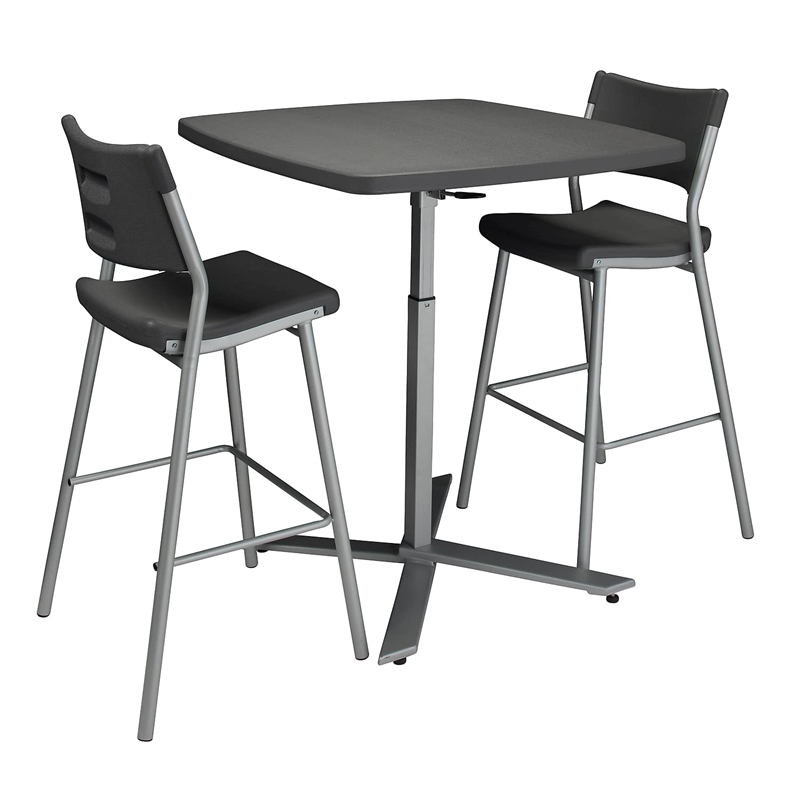 NPS Cafe Time Series Adjustable-Height Metal Table in Charcoal Slate/Silver