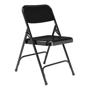 NPS 200 Series 29.5&quot Metal Double Hinge Folding Chair in Black (Set of 4)